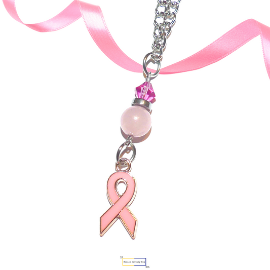 Pink Awareness Ribbon Necklace