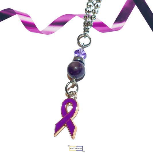 Purple Awareness Ribbon Necklace