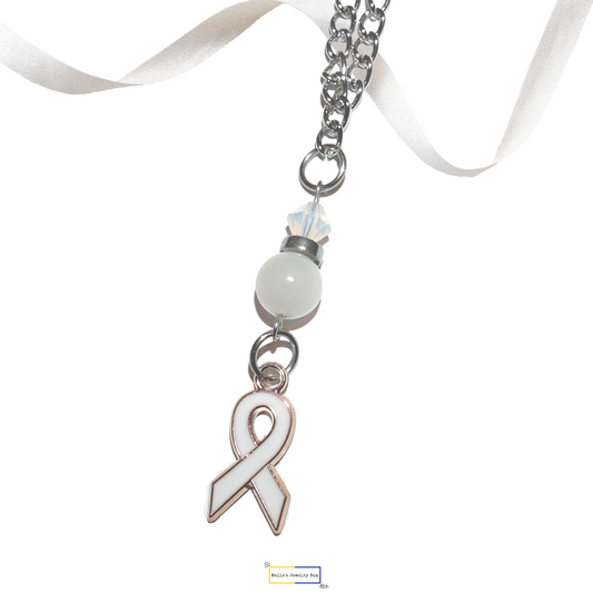White Awareness Ribbon Necklace