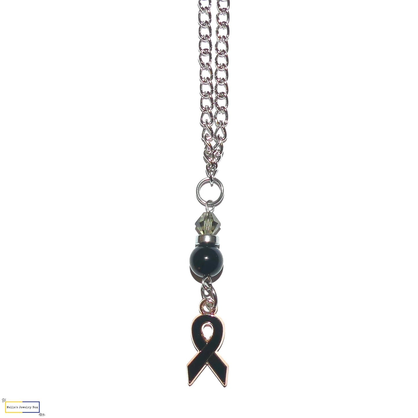 Black Awareness Ribbon Necklace