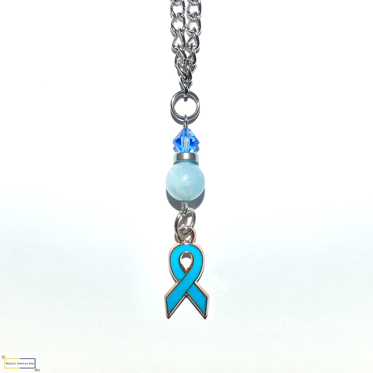 Light Blue Awareness Ribbon Necklace