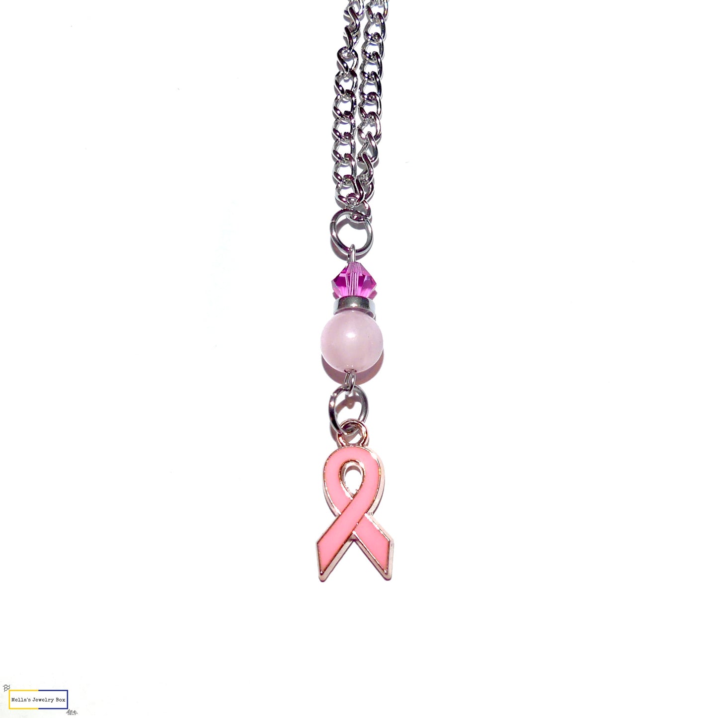 Pink Awareness Ribbon Necklace