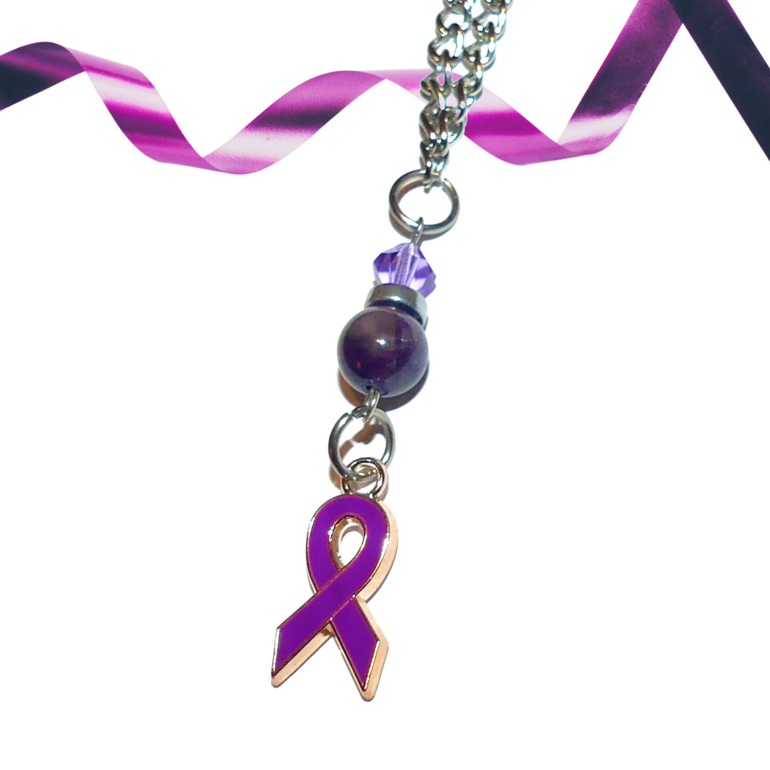 Purple Awareness Ribbon Necklace