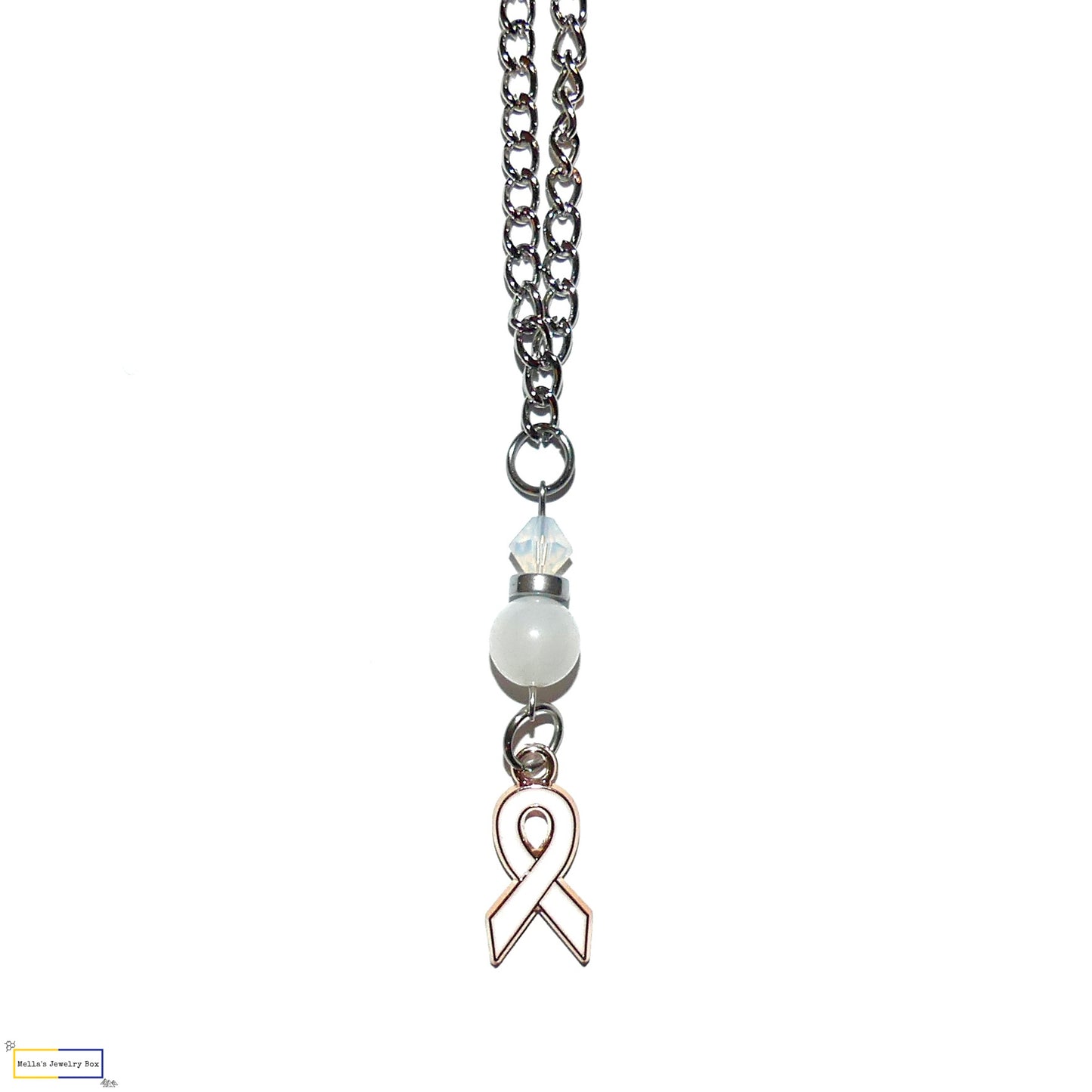 White Awareness Ribbon Necklace