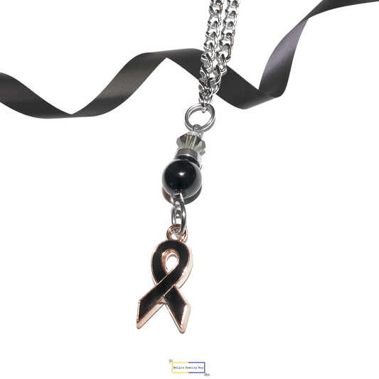 Black Awareness Ribbon Necklace