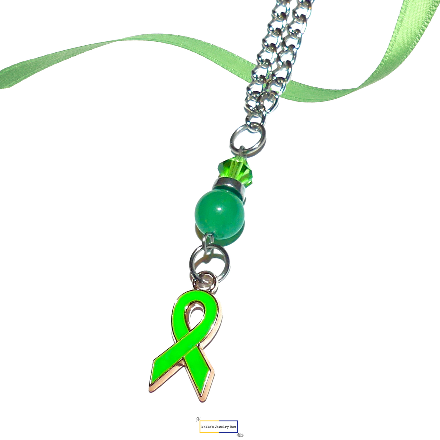 Lime Green Awareness Ribbon Necklace